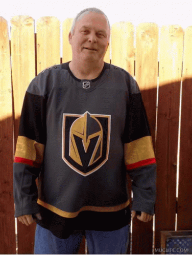 Man Wearing Hockey Jersey with M