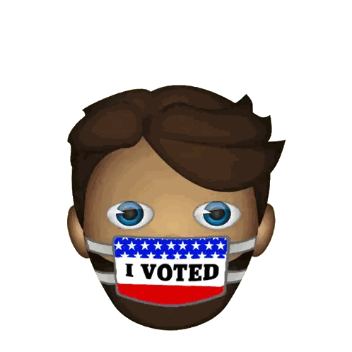 Man Wearing I Voted Mask
