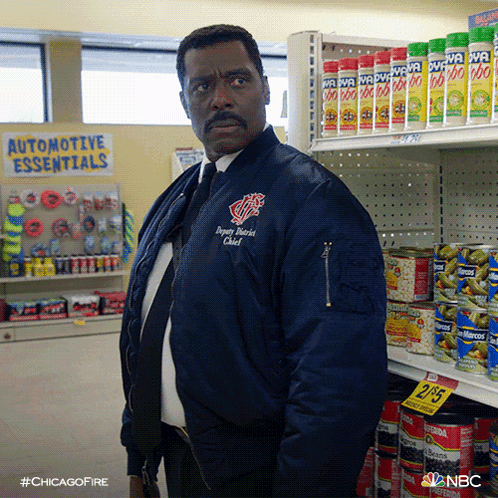 Man Wearing Jacket Saying Chicago Fire Chief