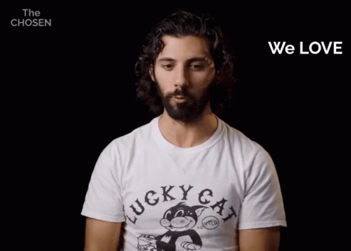 Man Wearing Lucky Cat Shirt Making Funny Face