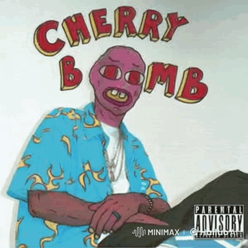 Man Wearing Mask and Blue Shirt on Cherry Bomb Album Cover