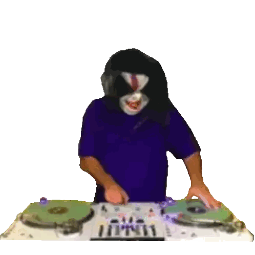 Man Wearing Mask Playing Records