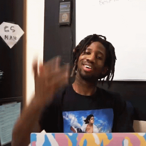 Man Wearing Michael Jackson Shirt Waving