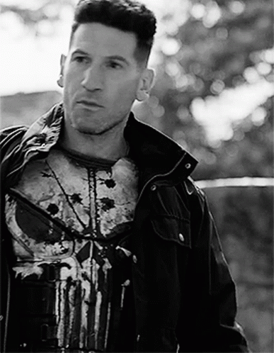 Man Wearing Punisher T-Shirt and Jacket