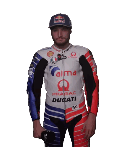 Man Wearing Red Bull Hat and Ducati Jacket