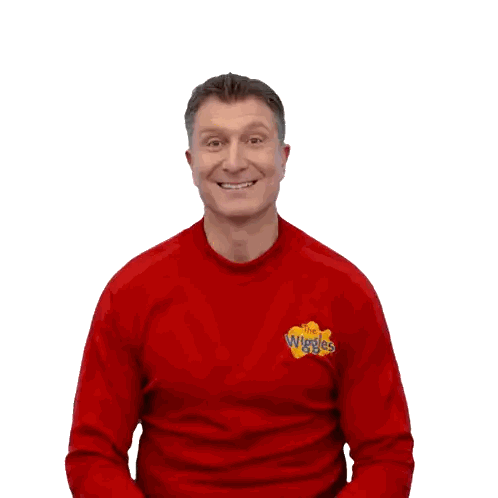 Man Wearing Red Wiggles Sweater