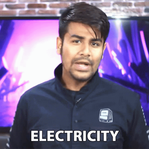 Man Wearing Shirt Saying Electricity GIF