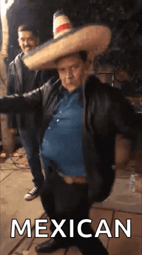 Man Wearing Sombrero and Mexican Text