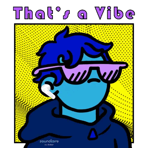 Man Wearing Sunglasses and Earbuds Vibe Poster