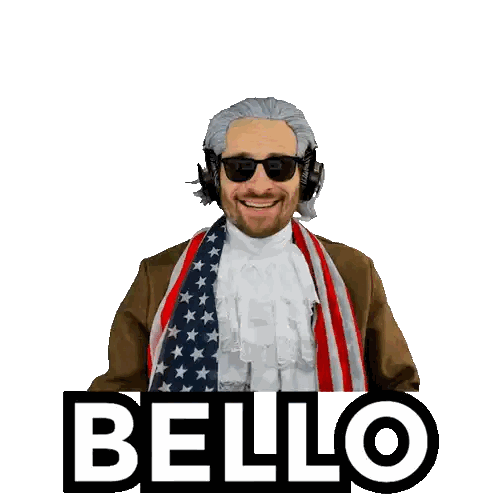 Man Wearing Sunglasses and Headphones Says Bello