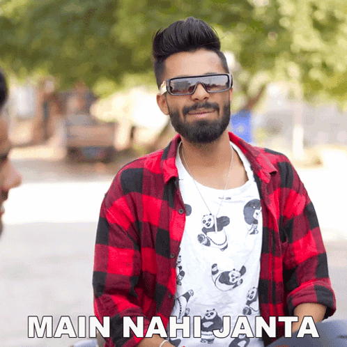 Man Wearing Sunglasses And Plaid Shirt Main Nahi Janta GIF