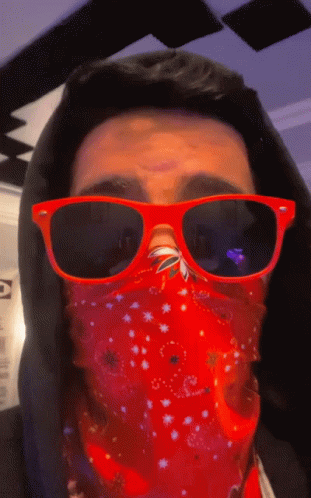 Man Wearing Sunglasses And Red Bandana GIF