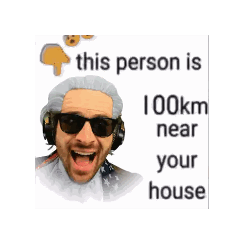 Man Wearing Sunglasses and Wig Says 41 km Near Your Home