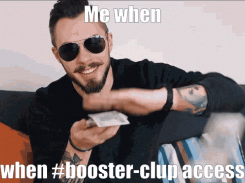 Man Wearing Sunglasses Holding Paper Me When #booster-club Access