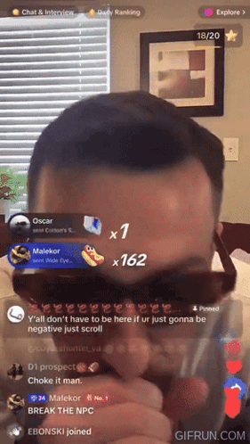 Man Wearing Sunglasses Live Streaming