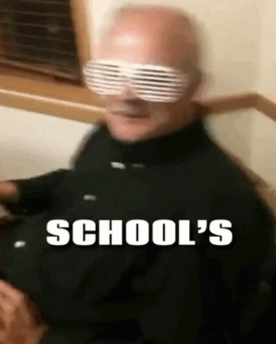 Man Wearing Sunglasses with School Text