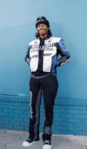 Man Wearing Suzuki Yoshimura Jacket