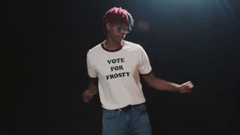 Man Wearing Vote For Frosty Shirt Bad Dancing GIF