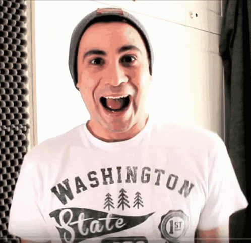 Man Wearing Washington State T-Shirt and Beanie