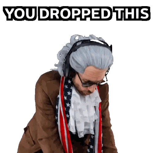 Man Wearing Wig and Headphones Saying You Dropped This