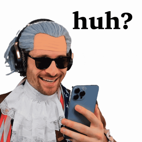 Man Wearing Wig and Sunglasses Holding Phone Huh