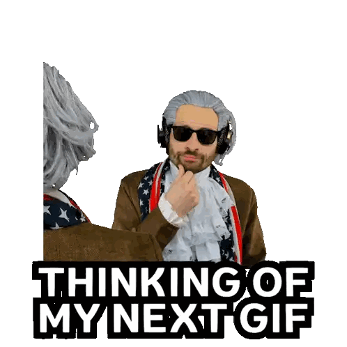 Man Wearing Wig and Sunglasses Thinking
