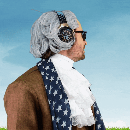 Man Wearing Wig Headphones Number 05