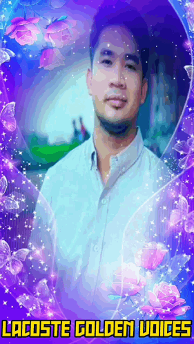 Man White Shirt Purple Flowers Lacoste Golden Voices