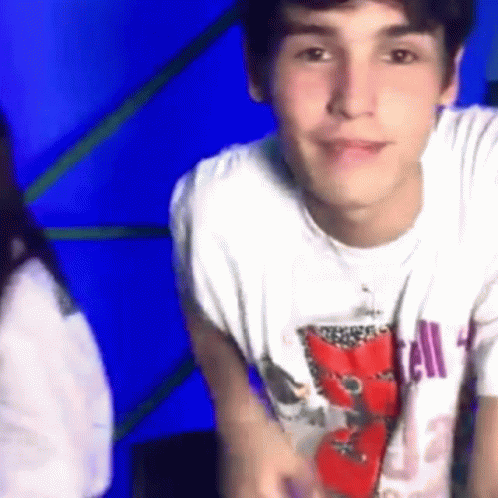 Man White T-Shirt Woman Blue Room GIF