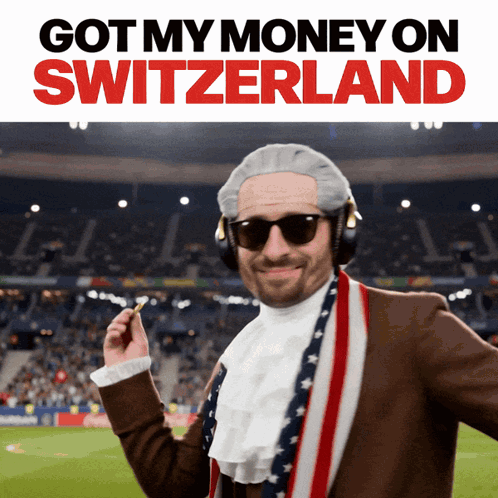Man Wig Sunglasses Got My Money on Switzerland