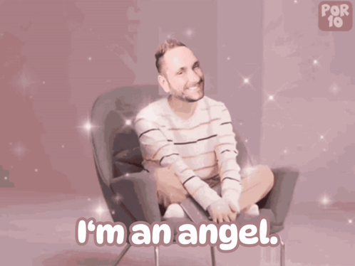 Man With Angel Wings Saying I'm An Angel GIF