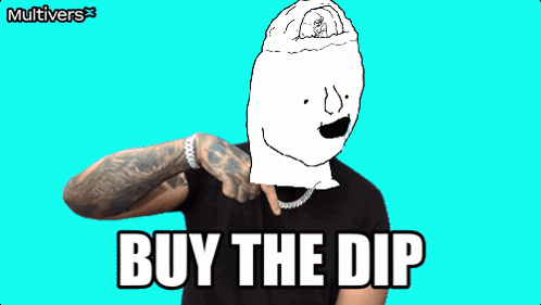 Man With Arm Tattoo Saying Buy the Dip