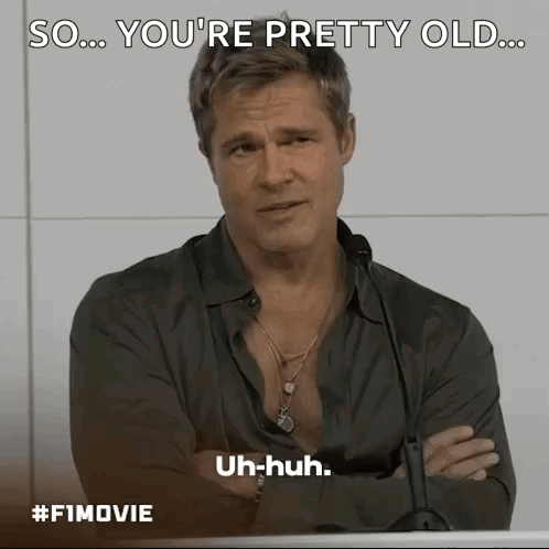 Man With Arms Crossed Saying So You're Pretty Old Uh-Huh