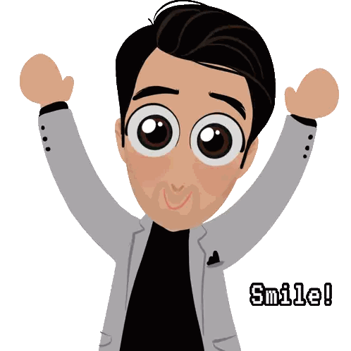 Man with Arms in Air Saying Smile