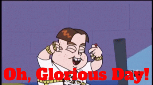 Man with Arms in Air Says Oh Glorious Day