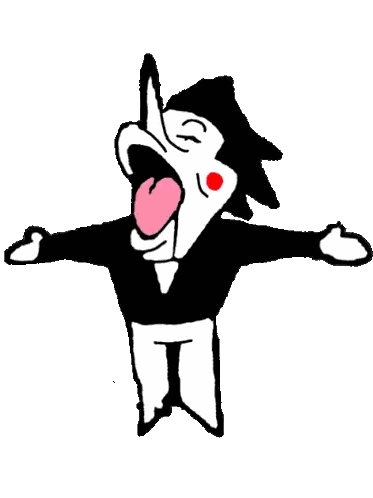 Man with Arms Outstretched and Tongue Out