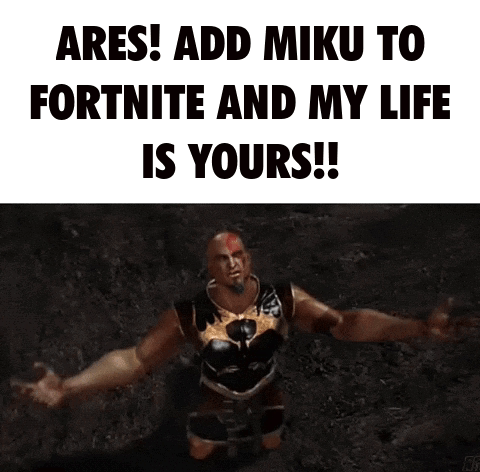 Man with Arms Outstretched Says Add Miku to Fortnite