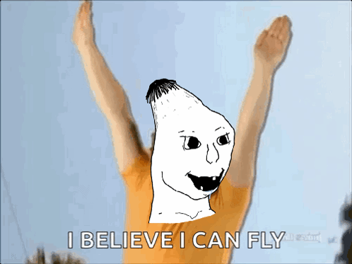 Man With Arms Up Saying I Believe I Can Fly