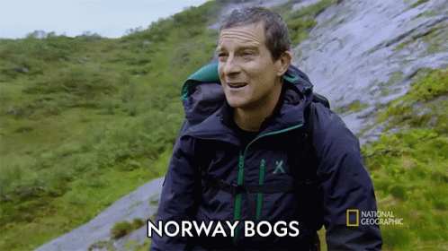 Man with Backpack Says Norway Bogs