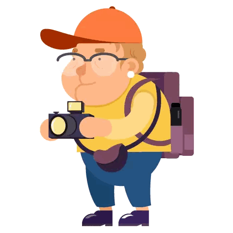 Man with Backpack Taking Photo