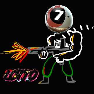 Man With Ball on Head Holding Gun Number 7
