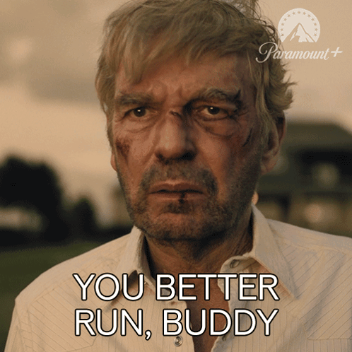 Man With Bandage on Face Saying You Better Run Buddy