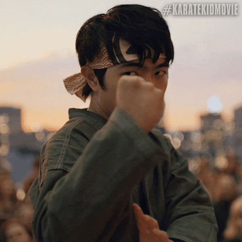 Man With Bandana Making Fist #Karatekidmovie GIF