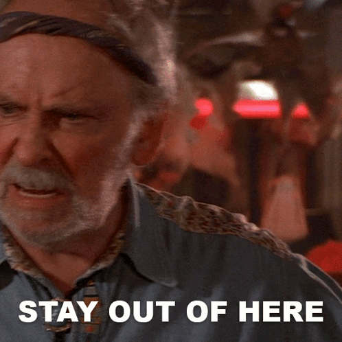 Man With Beard And Bandana Says Stay Out GIF