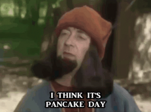 Man With Beard and Beanie Says I Think It's Pancake Day