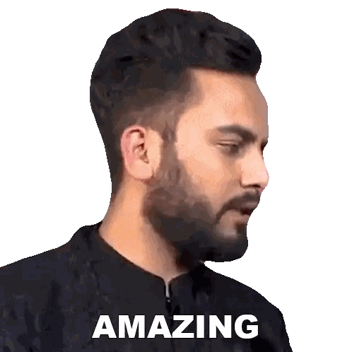 Man with Beard and Black Jacket Saying Amazing