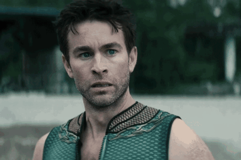 Man With Beard And Blue Eyes In Blue Tank Top GIF