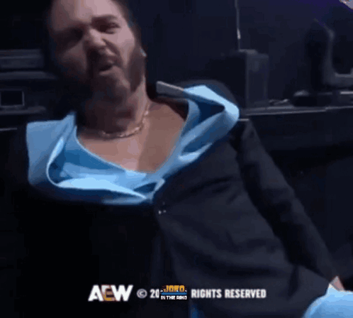 Man With Beard and Blue Shirt Screaming in Suit