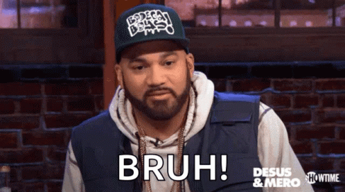 Man With Beard And Bruh Hat GIF