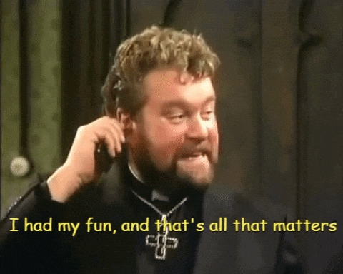 Man With Beard And Cross Necklace Says I Had My Fun GIF